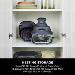 A Photo Of Ninja Crispi 4 in 1 Portable Glass Air Fryer 3.8L 1700w - Cyber Space