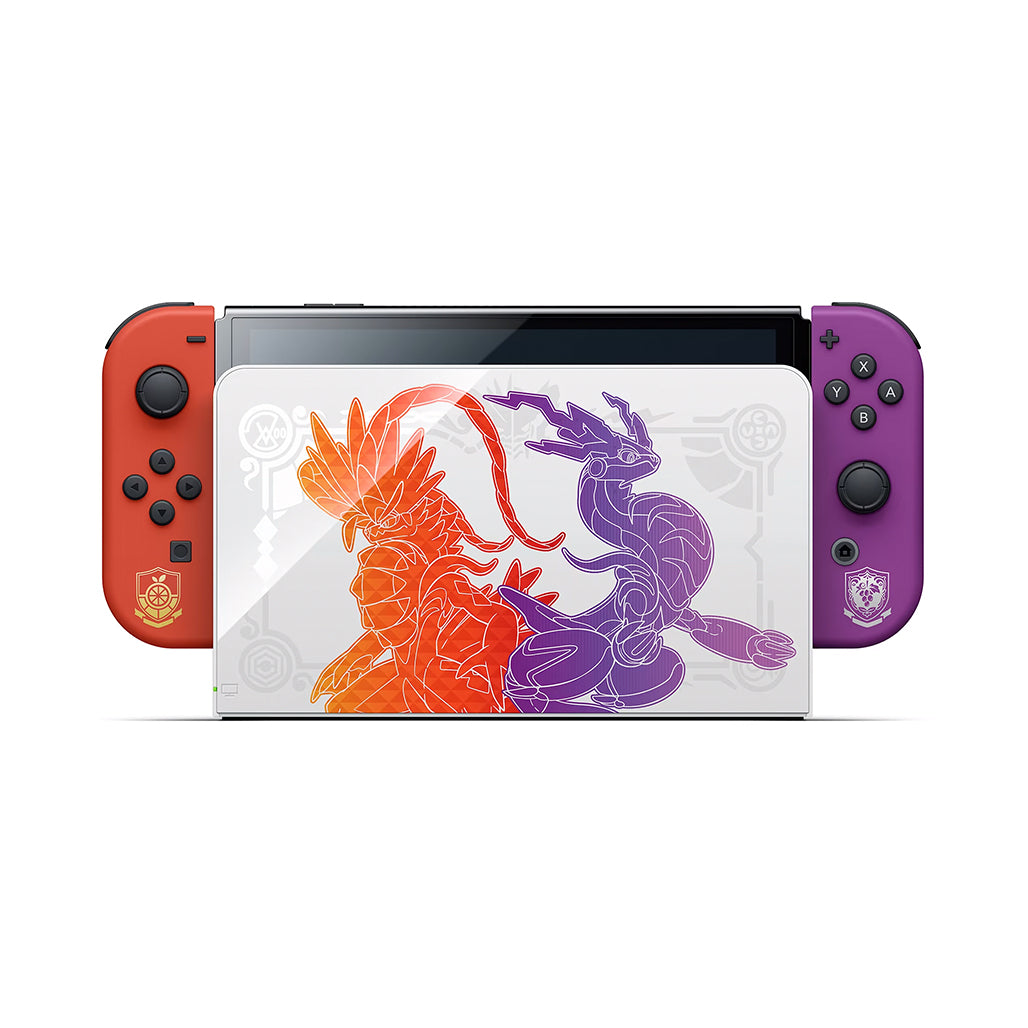 A Photo Of Nintendo Switch™ OLED Model – Pokémon™ Scarlet & Violet Edition with Legendary Pokémon Art and OLED Screen