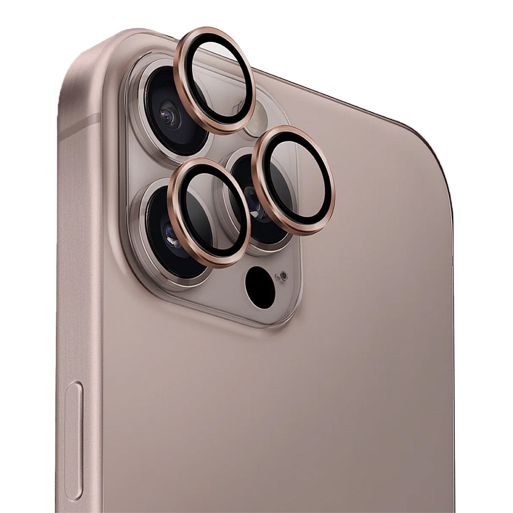 A Photo Of Uniq Optix AluGuard 9H Tempered Lens Protector for iPhone 16 Pro / 16 Pro Max - Aluminum Frame, Scratch-Resistant, Anti-Fingerprint