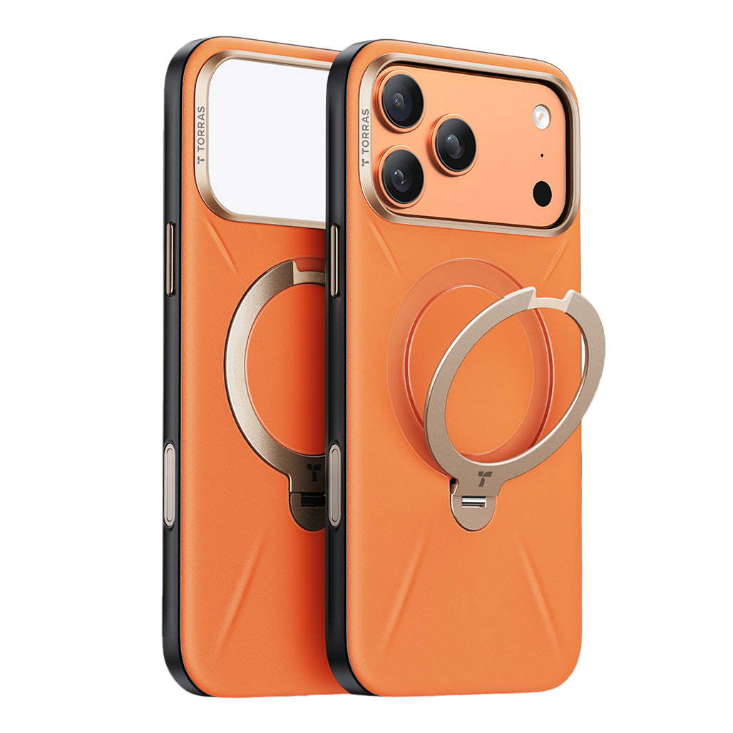 A Photo Of Torras Ostand Q3 VegSkin Case with 360° Spin Stand for iphone 17