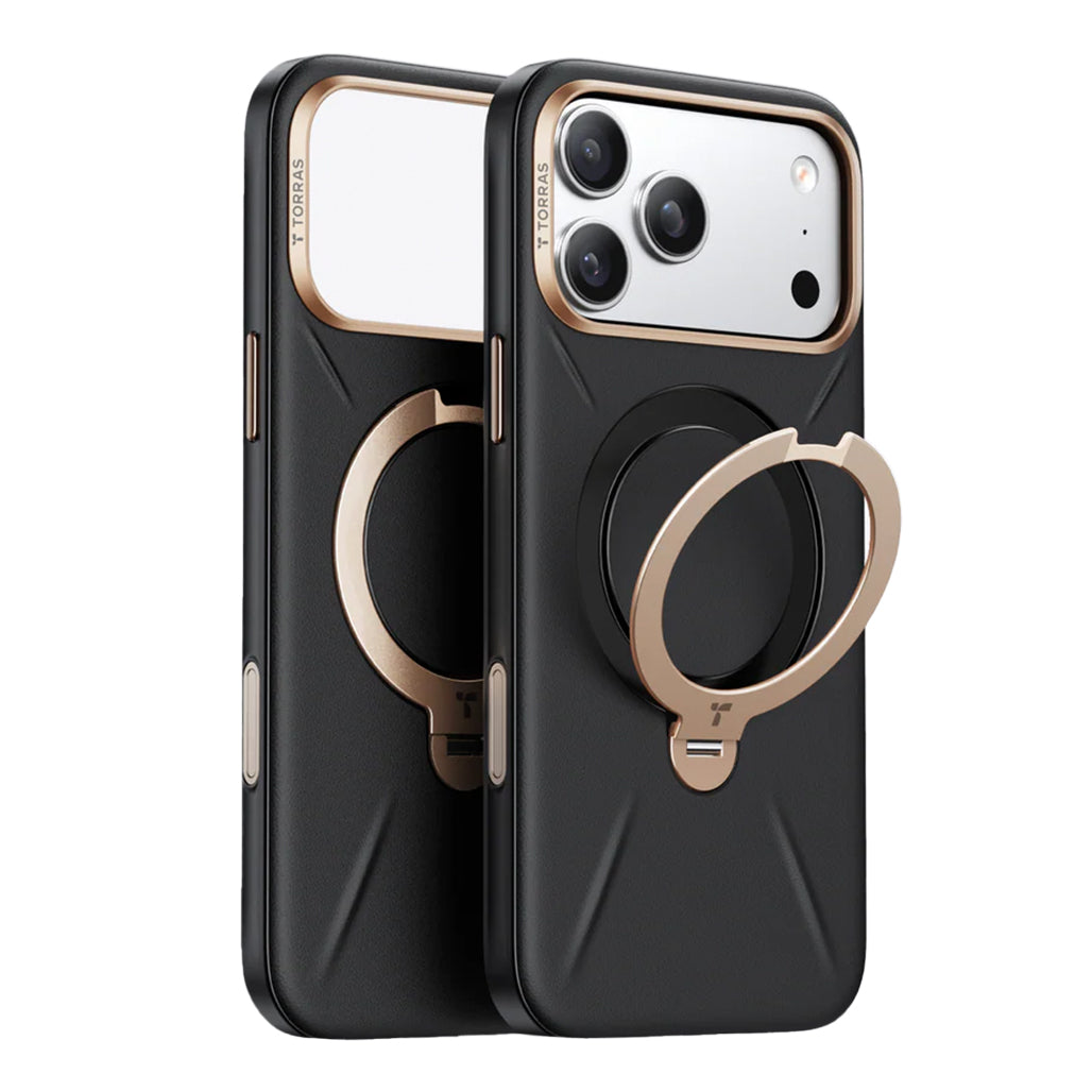 A Photo Of Torras Ostand Q3 VegSkin Case with 360° Spin Stand for iphone 17