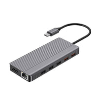 Powerology 12-in-1 USB-C Hub with Dual HDMI, Ethernet, 100W PD, VGA, USB, SD & MicroSD – Dark