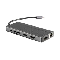 Powerology 13-in-1 USB-C Hub with Dual HDMI, 4K DisplayPort, Ethernet, and SD/MicroSD Card Slots