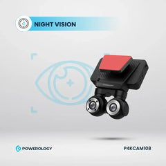 A Photo Of Powerology Dual Lens 4K Dash Camera with Night Vision & Parking Monitor – Black