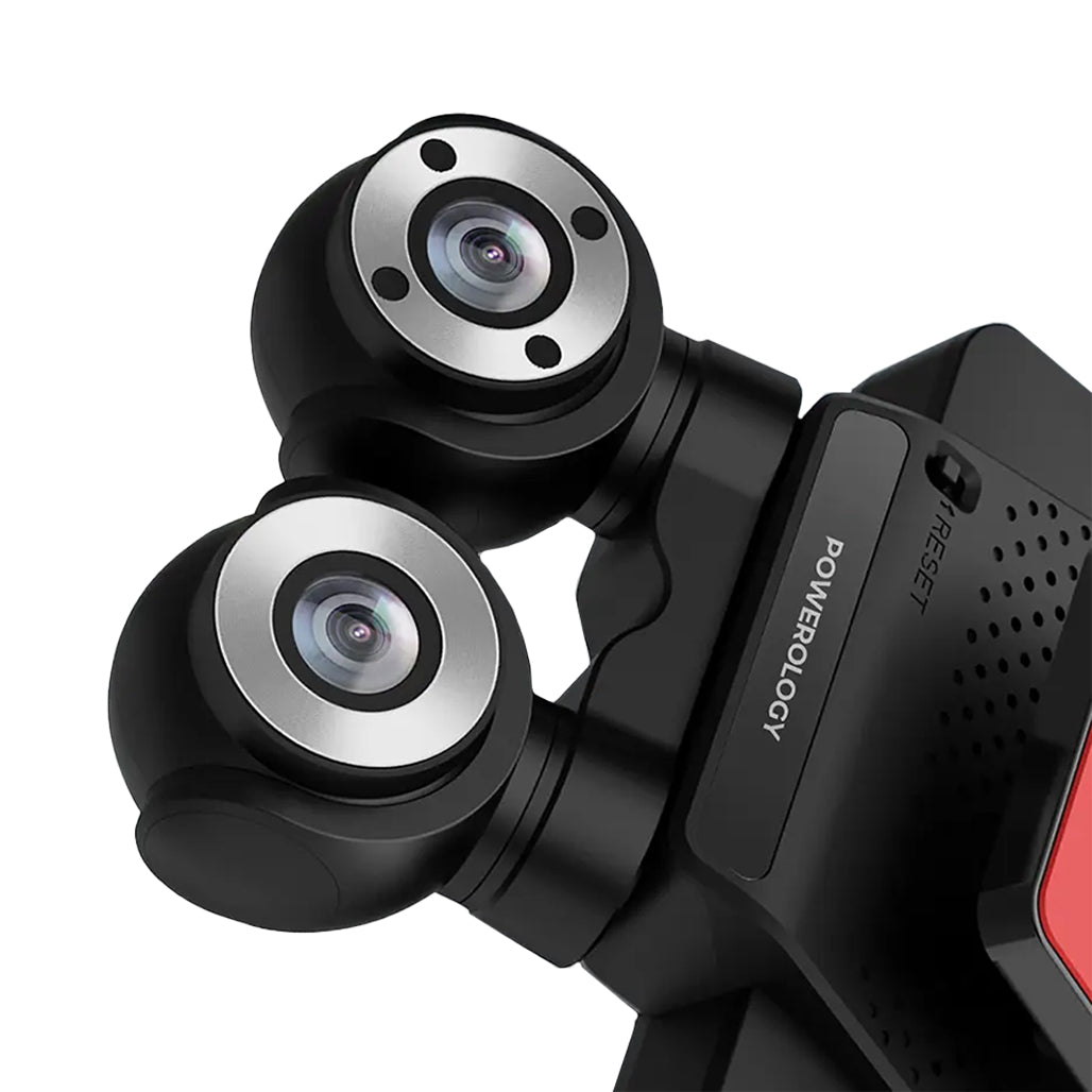 A Photo Of Powerology Dual Lens 4K Dash Camera with Night Vision & Parking Monitor – Black