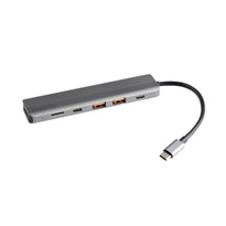 Powerology 6-in-1 Slim 4K HDMI USB-C Hub – High-Speed Data Transfer, PD100W Charging, 4K UHD, Micro SD Slot