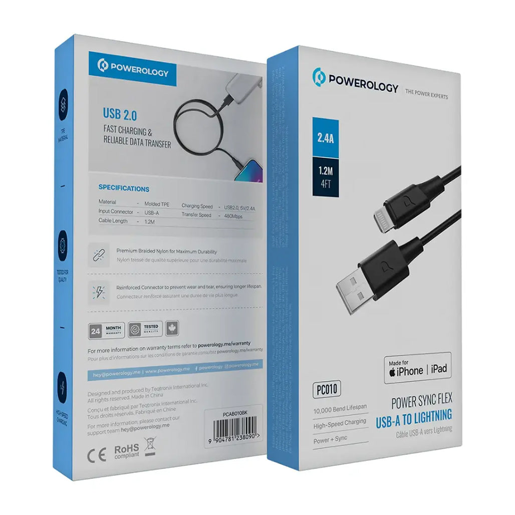A Photo Of Powerology Power Sync Flex USB-A to Lightning Cable