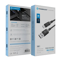 Powerology Power Sync Weave USB-A to USB-C PD 20W - Gray