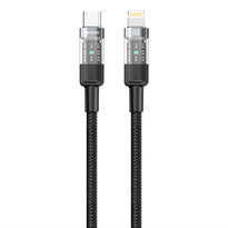 Porodo 30W PD Braided USB-C to Lightning Fast Charging Cable – Durable & Transparent Design, 1.2M