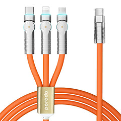 A Photo Of Porodo PD100W 3-in-1 Cable 180 Degrees Rotation: 1.2M - Orange
