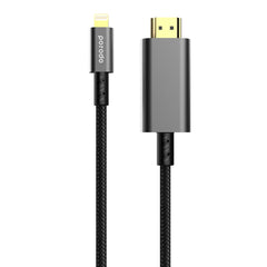 A Photo Of Porodo 4K HDMI to Type Lighting Cable 1.8M | PD-4KHDML-BK