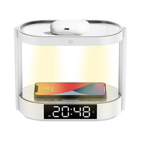 Porodo Bedside Lamp with Wireless Charging, Digital Alarm Clock, and Touch-Dimming - White