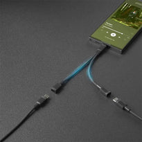 Porodo 2in1 Type-C to 2*Type-C Jack Headphone and Charging Converter Adapter - Black