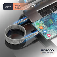 A Photo Of Porodo 60W Type-C to Type-C Magnetic Braided Cable