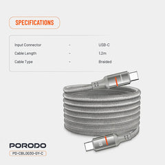 A Photo Of Porodo 60W Type-C to Type-C Magnetic Braided Cable
