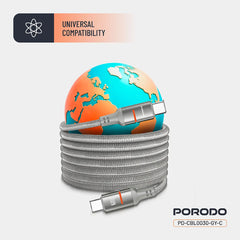 A Photo Of Porodo 60W Type-C to Type-C Magnetic Braided Cable