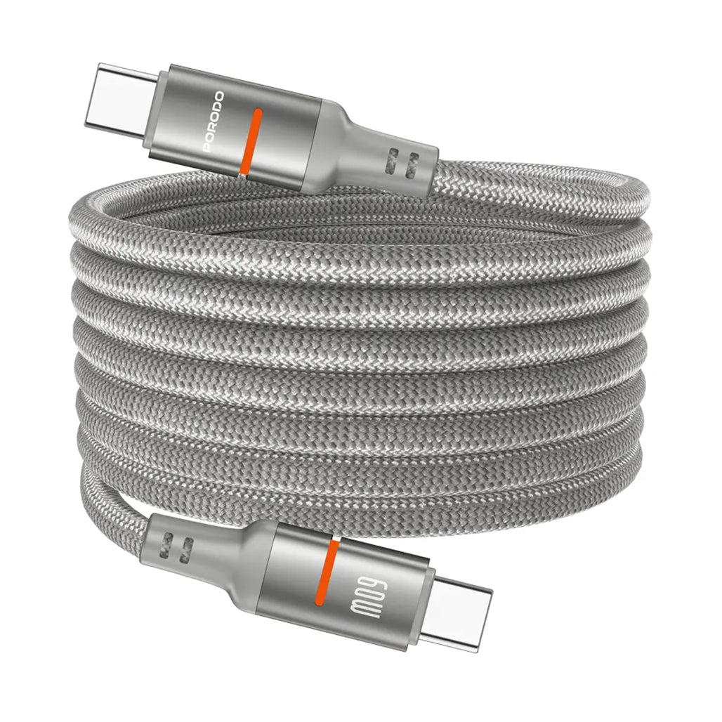 A Photo Of Porodo 60W Type-C to Type-C Magnetic Braided Cable