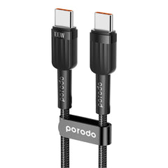 A Photo Of Porodo 50W Dual Port Car Charger PD 20W QC 30W with C to C Cable - Black