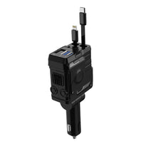 Porodo 66W Car Charger with Lightning & Type-C Cables – Black