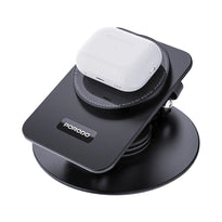Porodo Wireless Charging Rotating Stand - Black | 360° Adjustable Multi-Device Charger
