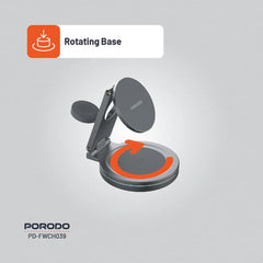 A Photo Of Porodo Rotating Base Three-Device Wireless Charger – Gray