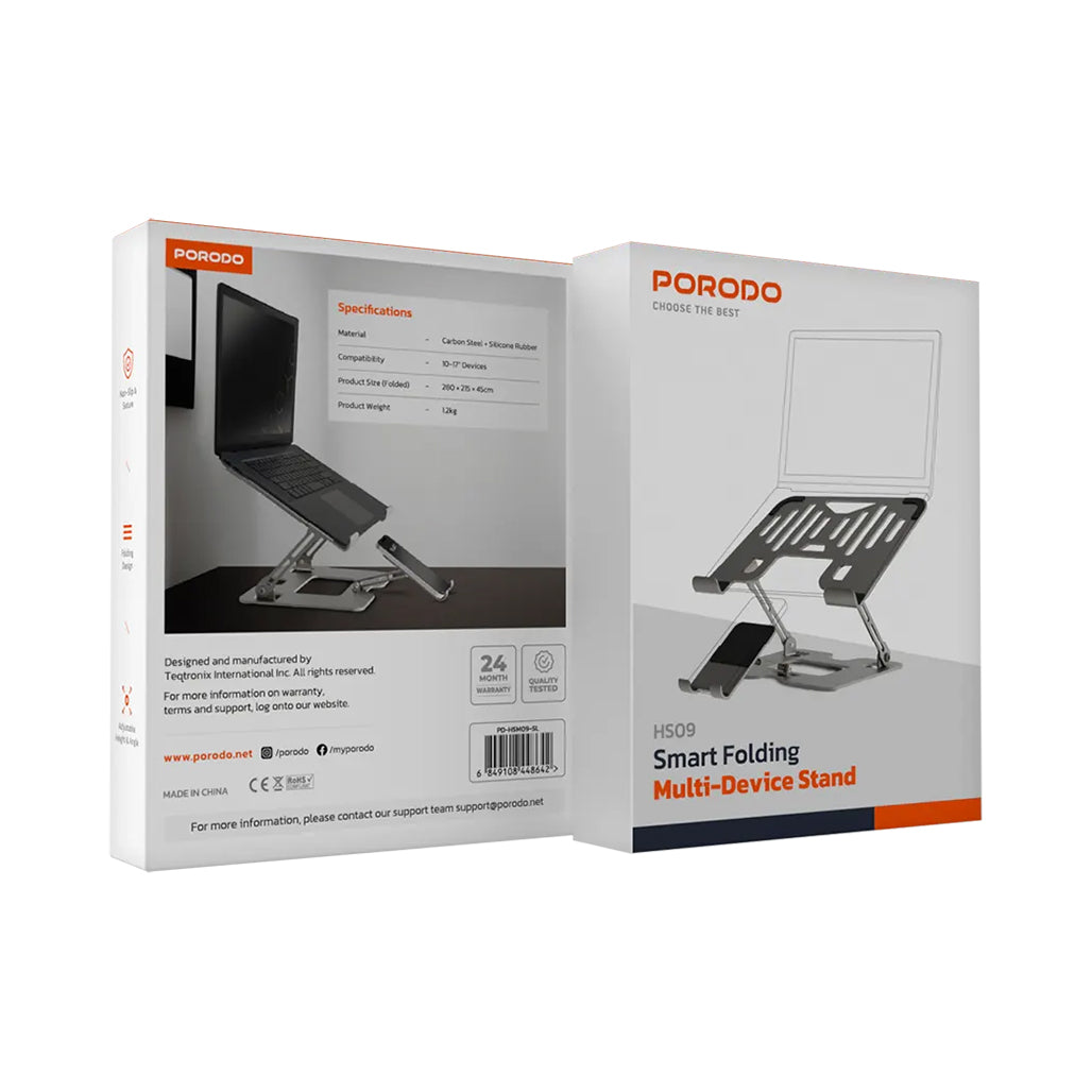 A Photo Of Porodo Smart Folding Multi-Device Stand – Silver