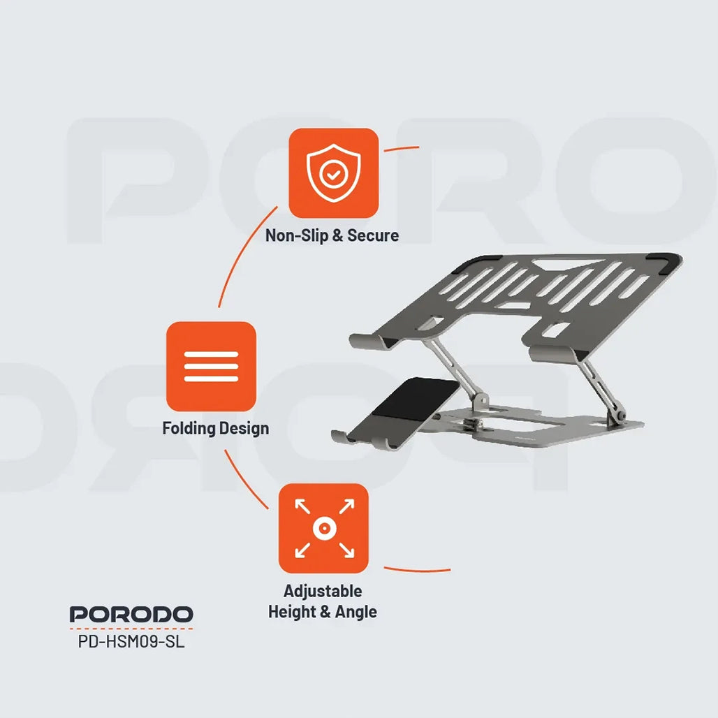 A Photo Of Porodo Smart Folding Multi-Device Stand – Silver