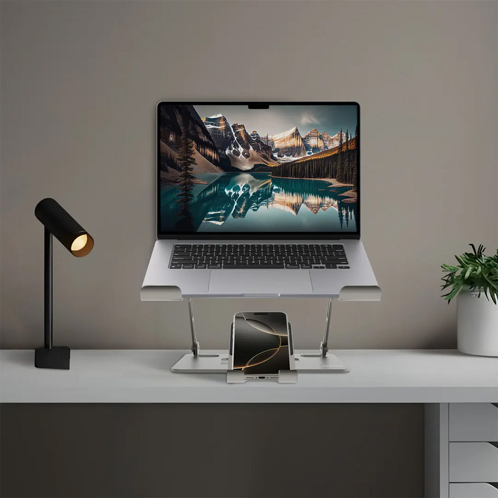 A Photo Of Porodo Smart Folding Multi-Device Stand – Silver