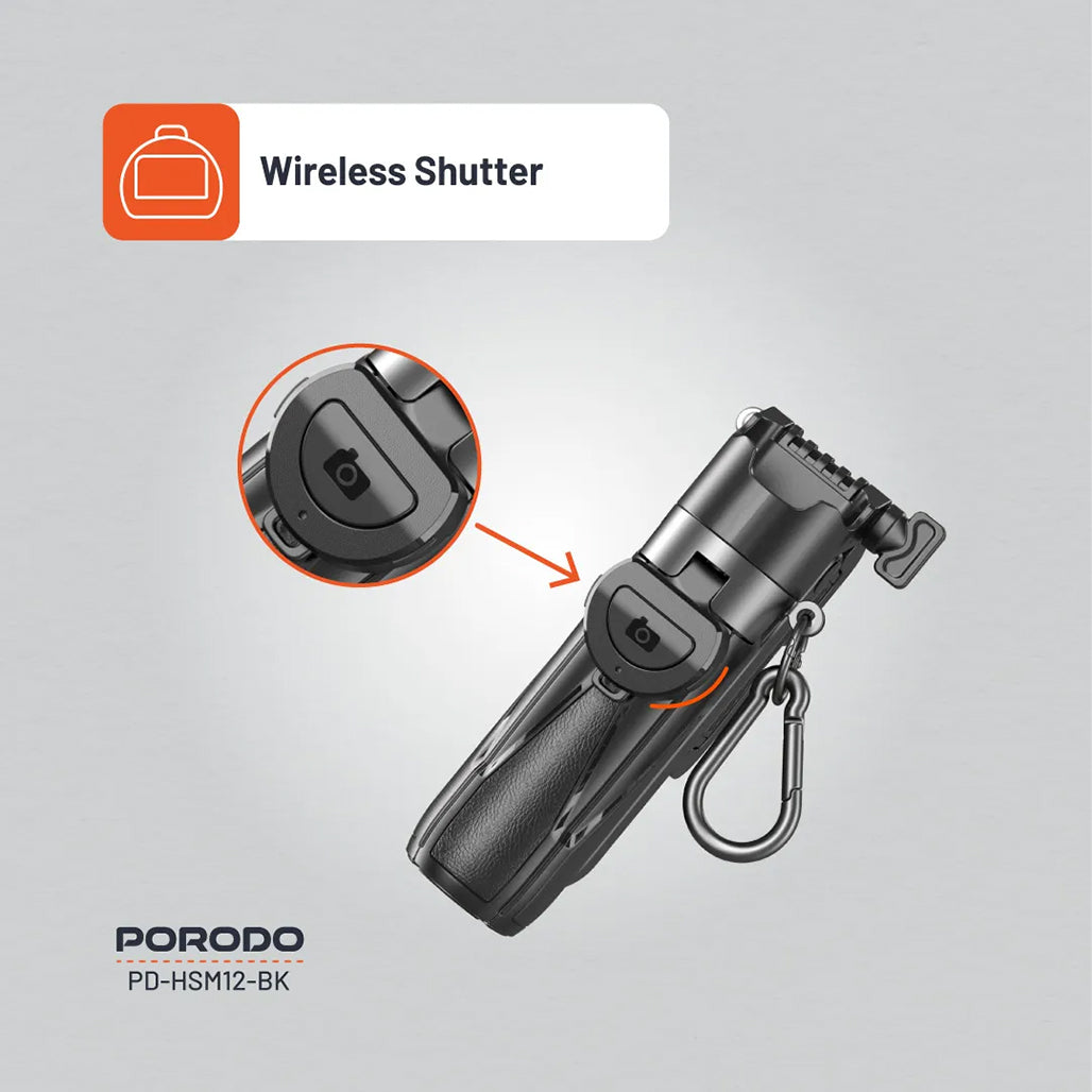 A Photo Of Porodo Foldable Selfie Stick with Extendable Tripod - Compact, Durable, and Wireless for Perfect Shots