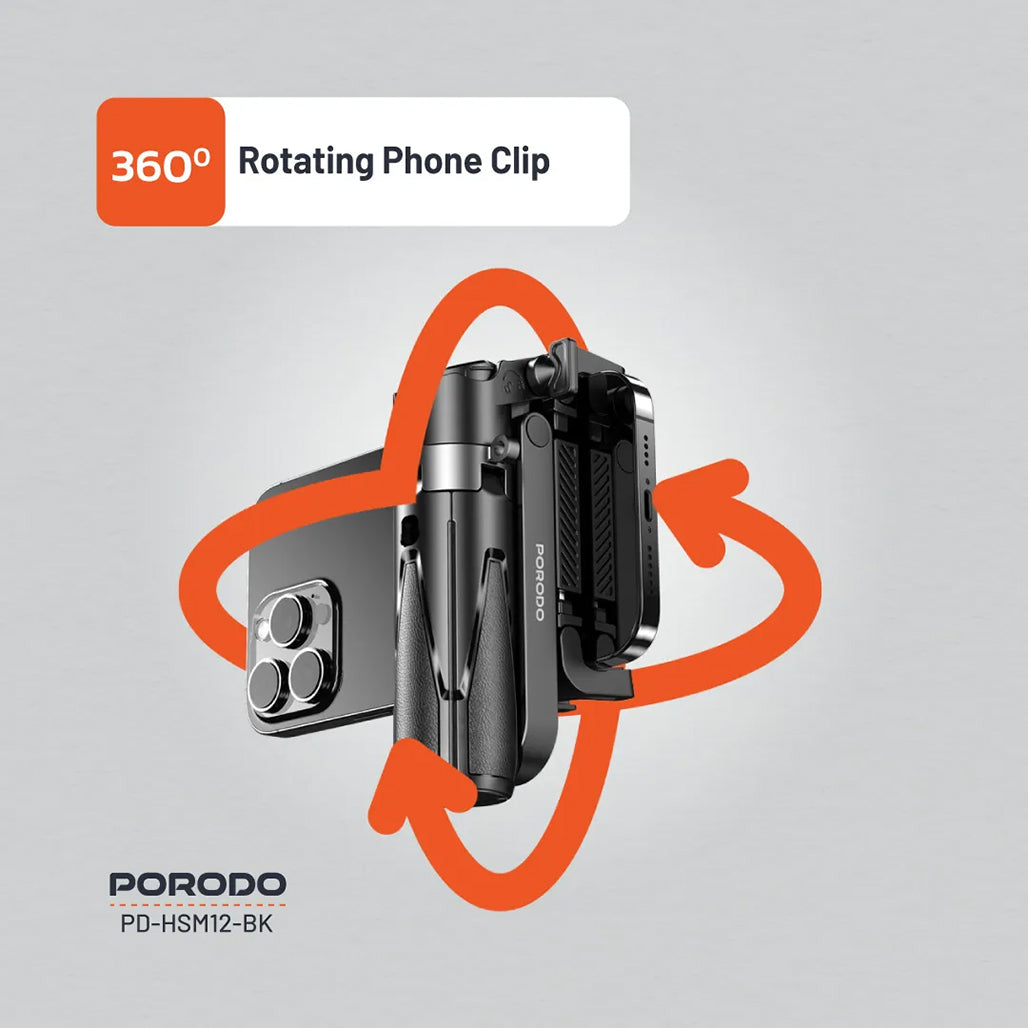 A Photo Of Porodo Foldable Selfie Stick with Extendable Tripod - Compact, Durable, and Wireless for Perfect Shots