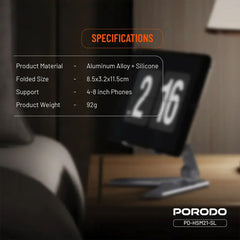 A Photo Of Porodo Silver Aluminum Mobile Stand for 4