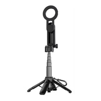 Porodo Quad Base Selfie Stick with 360° Rotation, Magnetic Mount, Wireless Shutter & Stable Aluminum Base – Black