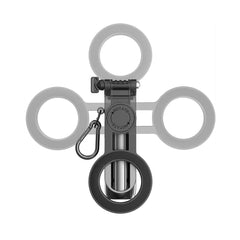 A Photo Of Porodo Quad Base Selfie Stick with 360° Rotation, Magnetic Mount, Wireless Shutter & Stable Aluminum Base – Black