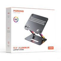 Porodo 17.3" Adjustable Aluminum Laptop Stand with RGB Lighting - Gray