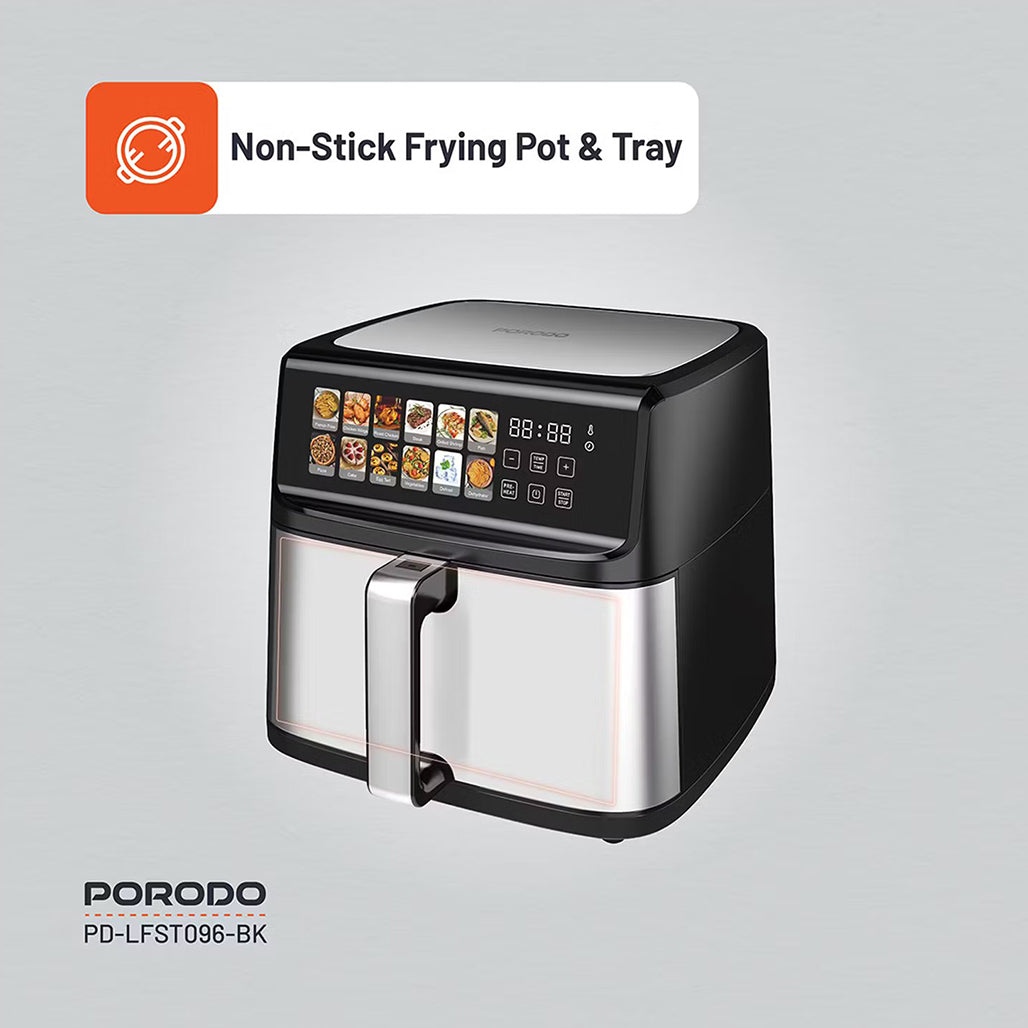 A Photo Of Porodo 11L Dual Mode Touch Control Air Fryer – Black