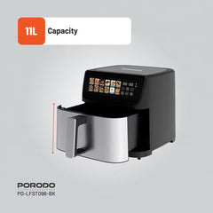A Photo Of Porodo 11L Dual Mode Touch Control Air Fryer – Black
