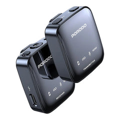 A Photo Of Porodo Dual Wireless Lavalier Microphone - Black