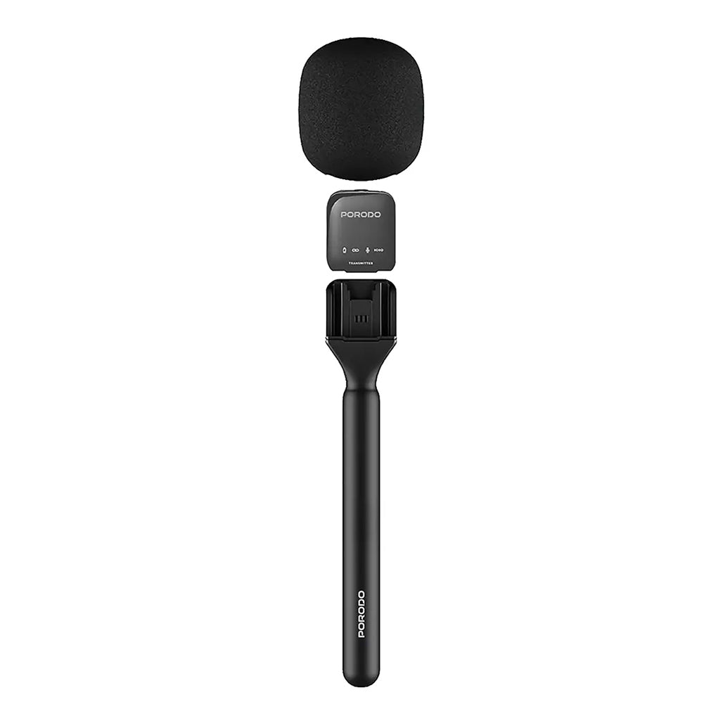 A Photo Of Porodo Dual Wireless Lavalier Microphone - Black