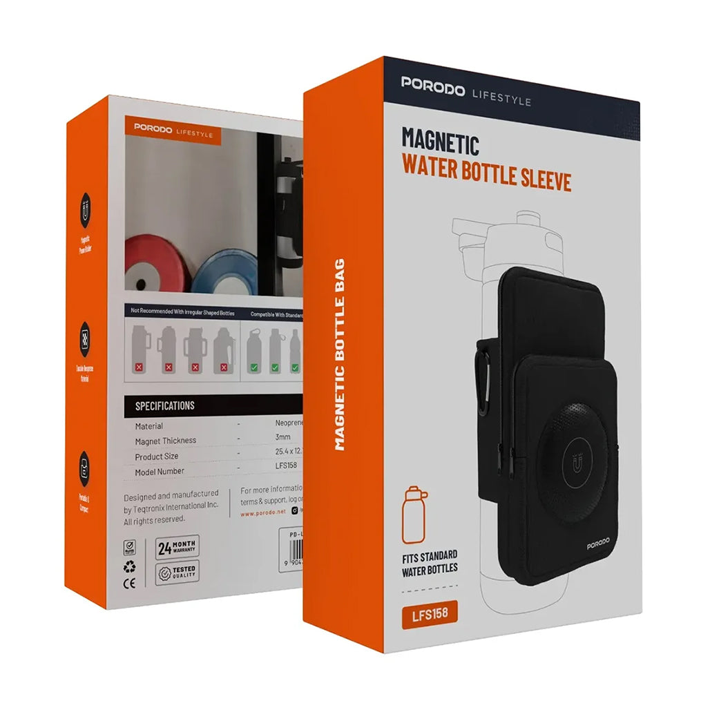 A Photo Of Porodo Lifestyle Magnetic Water Bottle Sleeve - Black