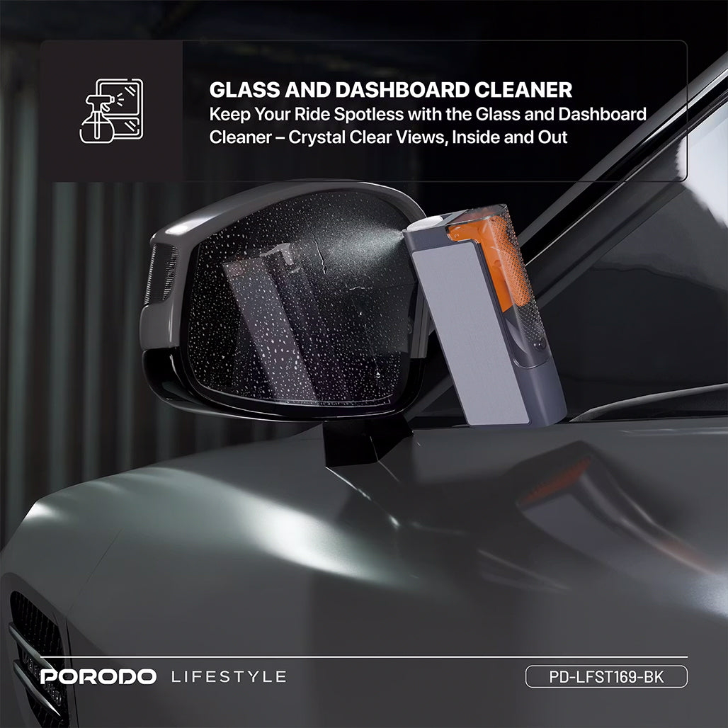 A Photo Of Porodo Lifestyle Multi-Purpose Emergency Car Safety & Cleaning Kit – Compact & Portable – Black