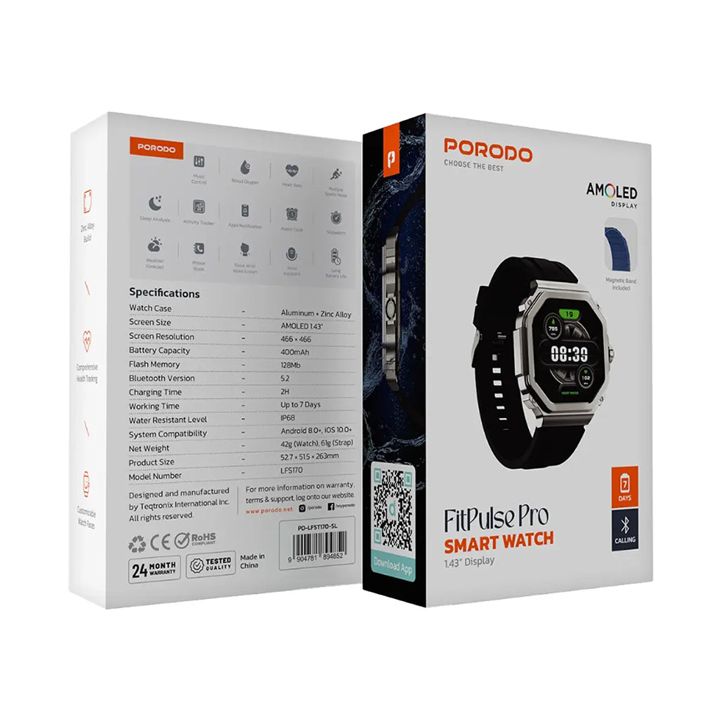 A Photo Of Porodo FitPulse Pro Smart Watch - Silver