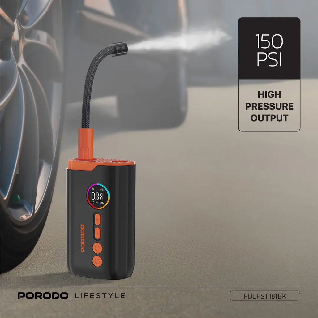 A Photo Of Porodo Lifestyle Electric Air Inflator - Black