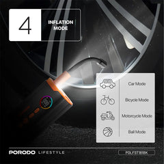 A Photo Of Porodo Lifestyle Electric Air Inflator - Black