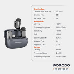 A Photo Of Porodo Wireless Lavalier Microphones Type-C - Black