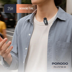 A Photo Of Porodo Wireless Lavalier Microphones Type-C - Black