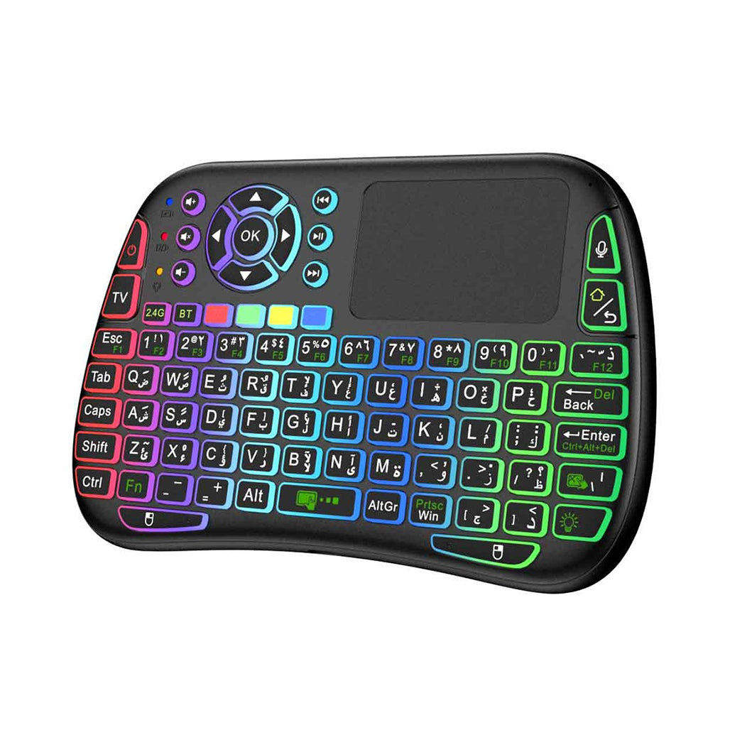 A Photo Of Porodo Universal Wireless Keyboard & Mouse with RGB Lighting