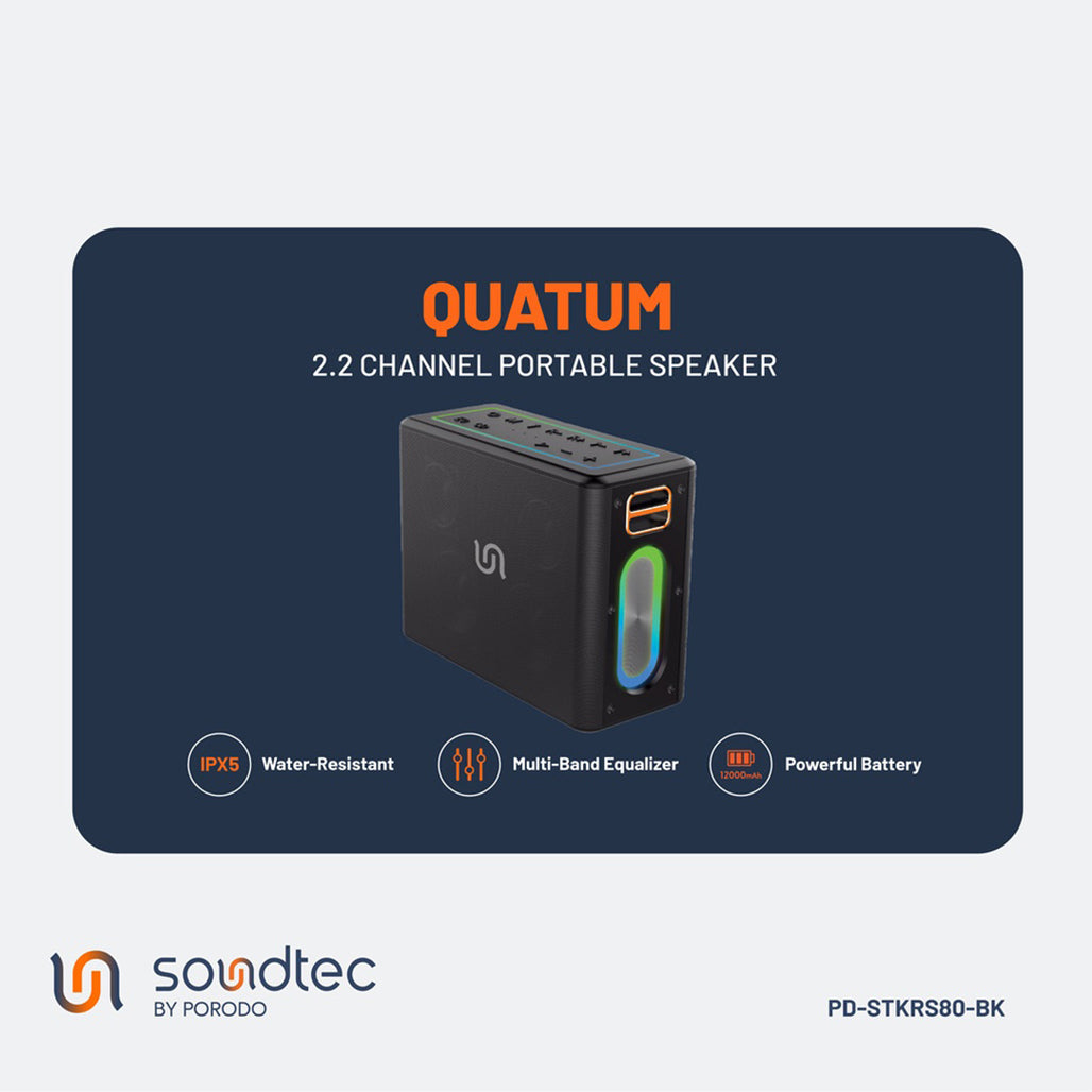 A Photo Of Porodo Soundtec QUANTUM - 2.2 Channel Portable Speaker