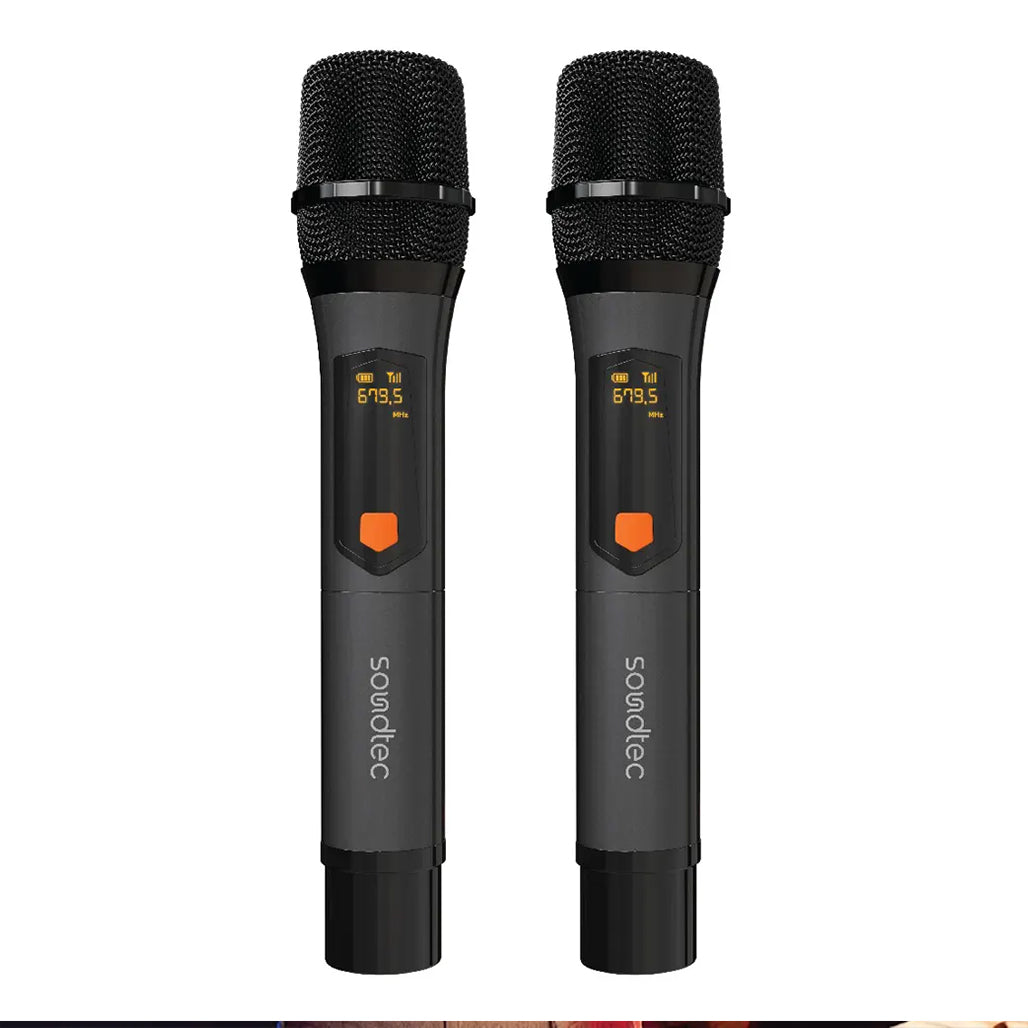 A Photo Of Porodo Soundtec Duo Wireless Microphone Set – Black