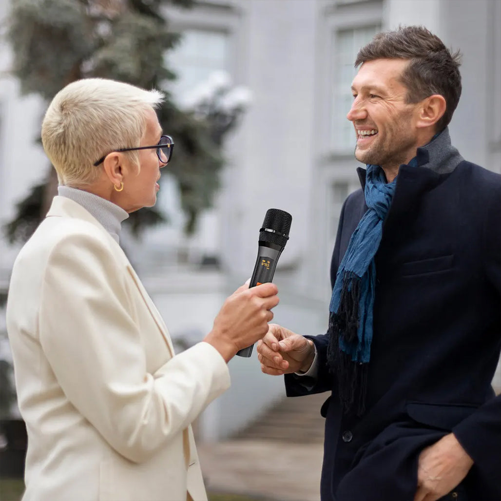 A Photo Of Porodo Soundtec Duo Wireless Microphone Set – Black