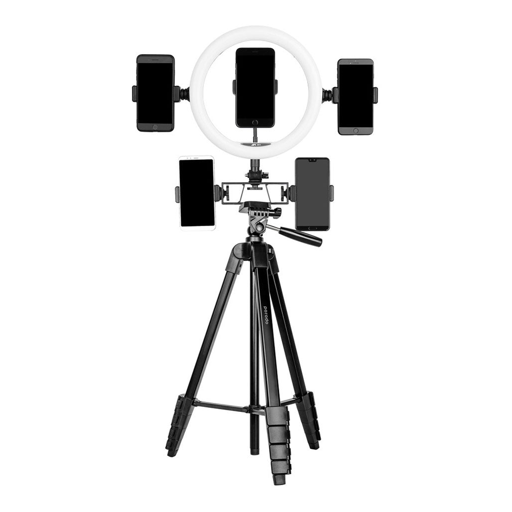 A Photo Of Porodo Professional Gimbal Tripod - Black
